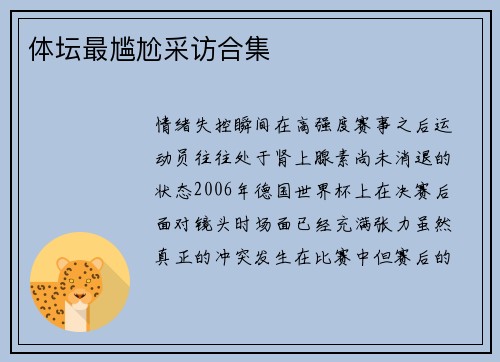 体坛最尴尬采访合集